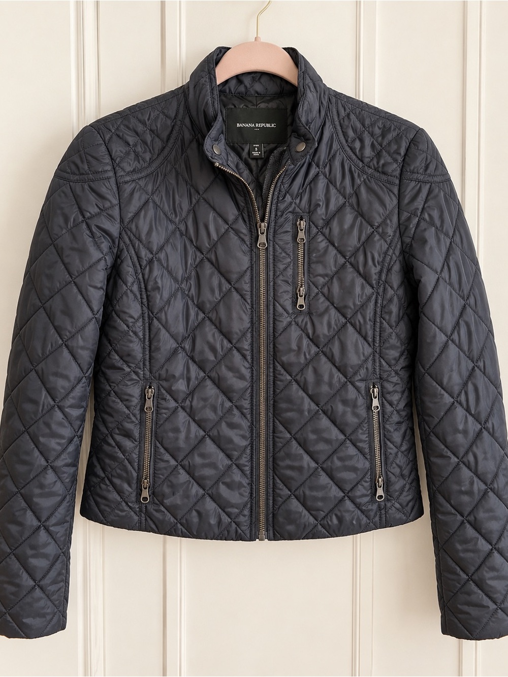 Quilted Dark Gray Motor Jacket - Banana Republic